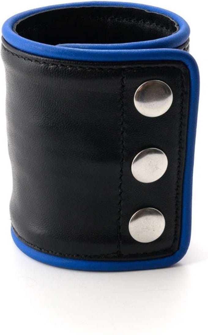 665 Leather - Leren Pols Portemonnee met Rits - Zwart/Blauw