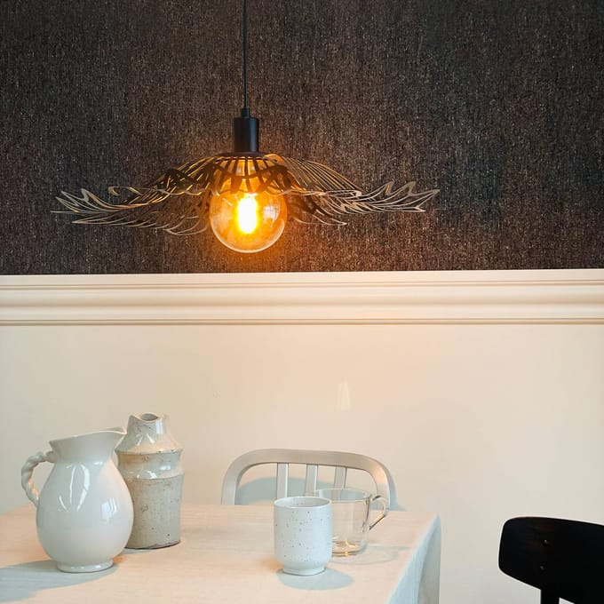 Dyberg Larsen hanglamp Flora, matzwart, Ø 60 cm, metaal