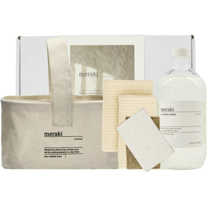 Meraki Gift Box w. Basket, Dish Cloth, Sponge &amp; All-round Cleaning, 1000 ml + 3 st