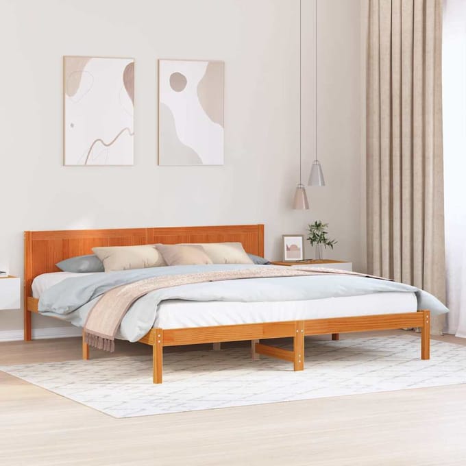 vidaXL - Bedframe - Bruin - 180 - x - 200 - cm - Massief - grenenhout
