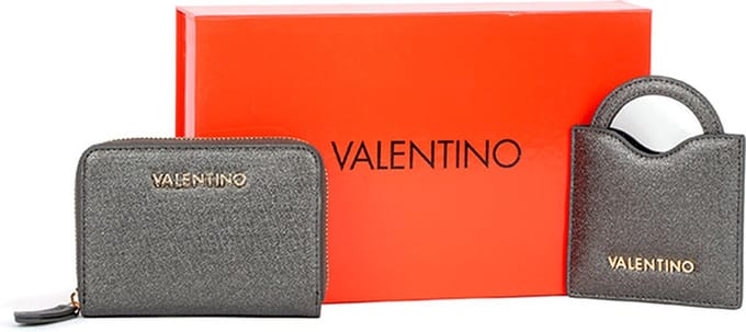 VALENTINO Portemonnee Zenzero Mirror + Wallet Gun Metal Taupe