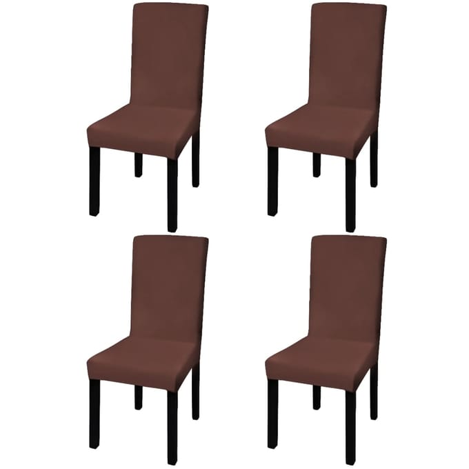 vidaXL - Stoelhoezen - 4 - st - stretch - recht - bruin