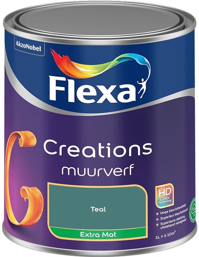 Flexa - Creations Muurverf Extra Mat - Teal - Mengverf - 1 L