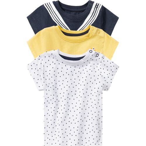 LUPILU 3 baby t-shirts (Wit/geel/marine, 62-68)