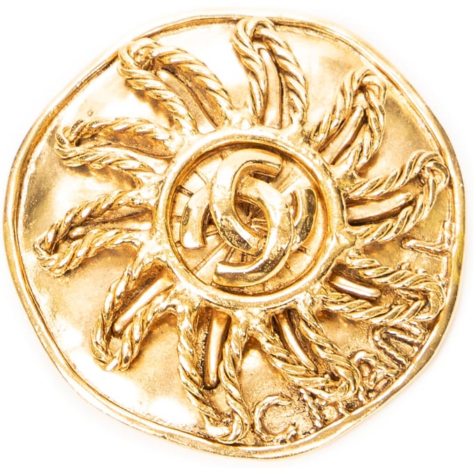 CC Round Sun Brooch Pin   Broche