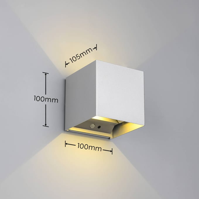 Reality Leuchten Buitenwandlamp Talent, titaniumkleurig, breedte 10 cm, sensor