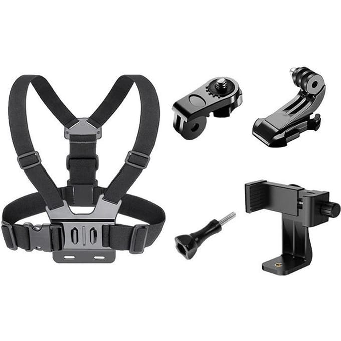 1 set Verstelbare Telefoon Clip Houder Met Borstband Bevestigingsbeugel voor Sportcamera Mobiele Telefoon Camera Zwarte Houder Accessoire zwart