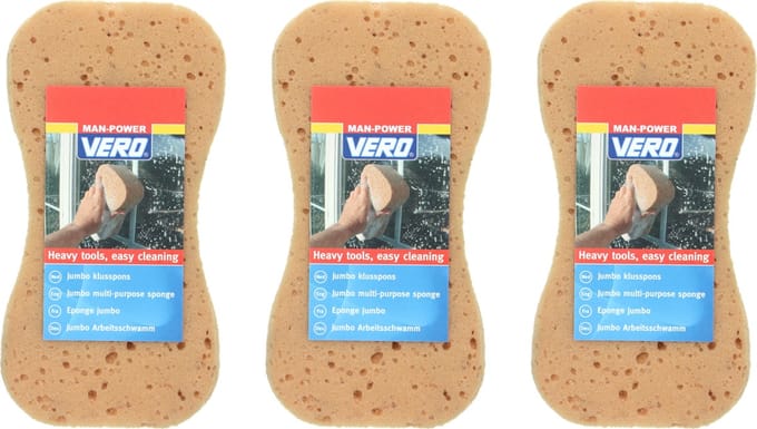 Vero® Man-Power | 3 x Jumbo Klusspons XL | 22 cm x 11,5 cm | schoonmaakspons - auto spons | Extra groot