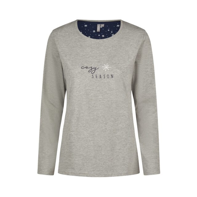 By Louise Dames Pyjama Set Lang Katoen Grijs - Maat XL