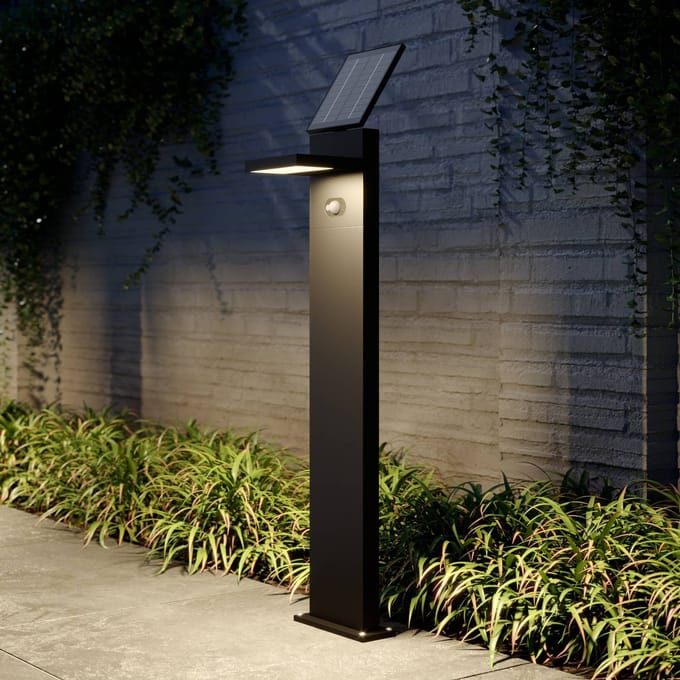 Lucande LED-zonnegolflamp Silvan, 100cm, sensor, antraciet