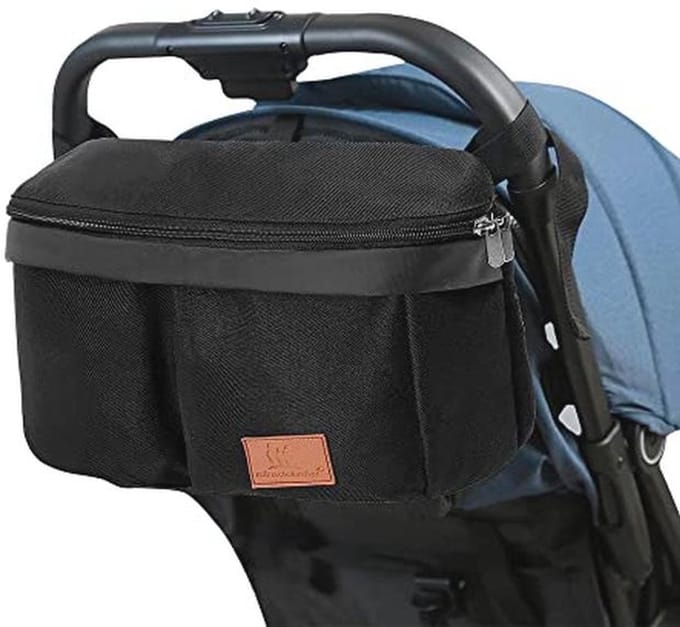 Multifunctionele Kinderwagentas - Organizer voor Buggy en Baby, Zwart, 33 x 7,5 x 16 cm