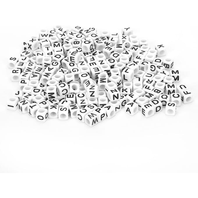 500 stuks Acrylkralen Vierkant DIY Handgemaakte Kralen Accessoires Engels Alfabet 6mm(Wit ) white