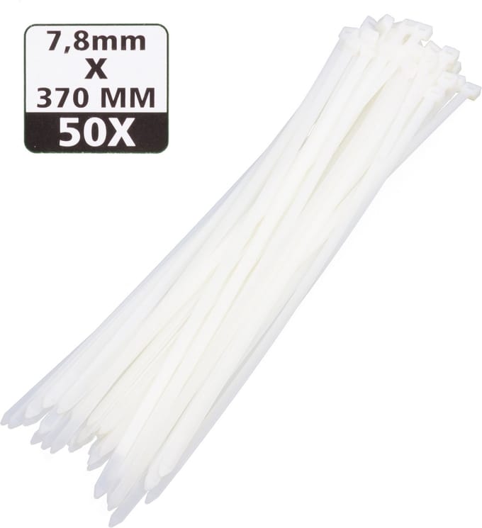 Hofftech Witte nylon kabelbinders - UV-bestendig - 370 mm - 50 stuks