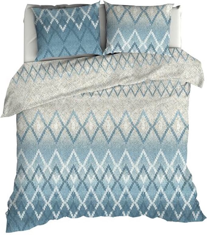 Romanette Snuggle Dekbedovertrek - Extra breed - 260x200/220 cm - Blauw