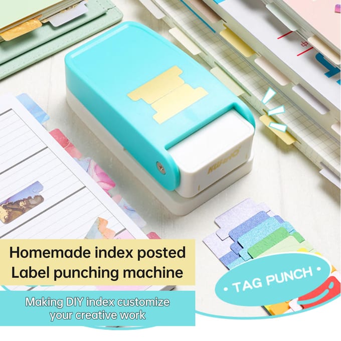 KWtrio BQJ04 Tab Punch Losbladige scheidingslijn DIY Index Sticker Label Puncher Divider Papier Punch wit