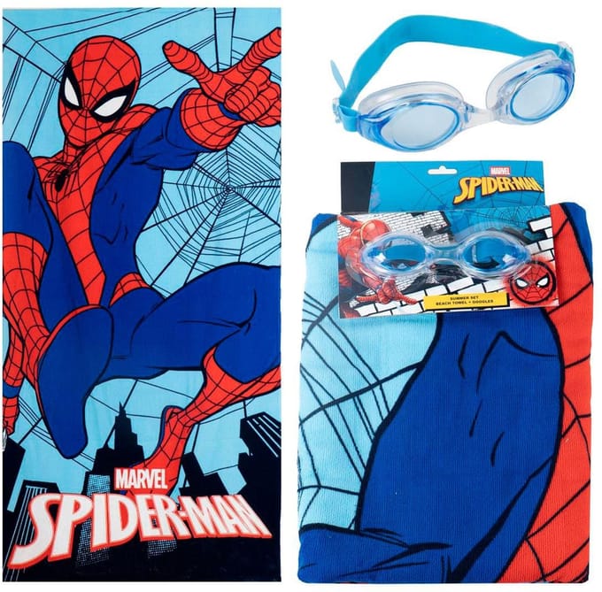 Spiderman Strandlaken Set met Zwembril Jongens – Strandhanddoek – Sneldrogend – Polyester – Lichtgewicht