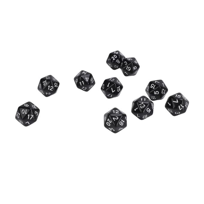 Ensemble de 10 dés polyédriques en plastique léger, dés à 20 faces pour jeux de rôle et jeux de table, vert
