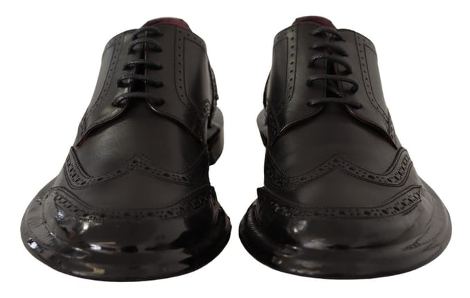 Dolce & Gabbana Zwarte Leren Oxford Wingtip Formele Derby Schoenen