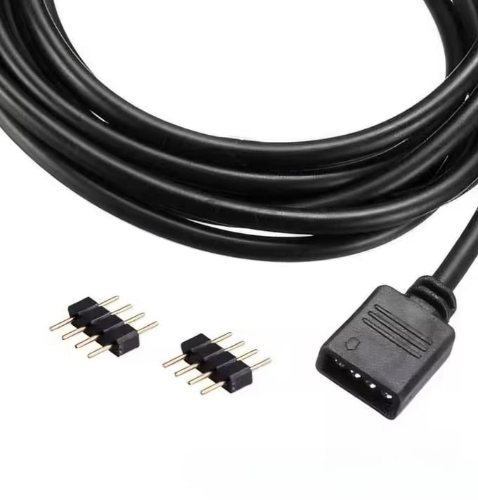 4-pins 10 mm led connector - Smartkabel - RGB - zwart - verlengkabel - 1 meter - koppelbaar