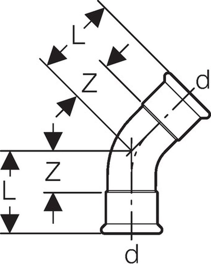 Geberit Mapress roestvrij staal bocht (LABS-vrij), DN 20, 80604