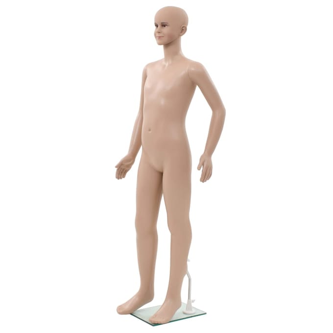 Mannequin d'exposition complet pour enfants avec base en verre Beige 140 cm