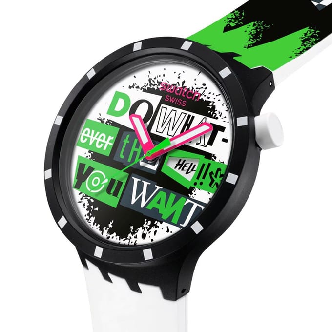 Swatch LASH OUT Polshorloge SB03B701 Zwart black