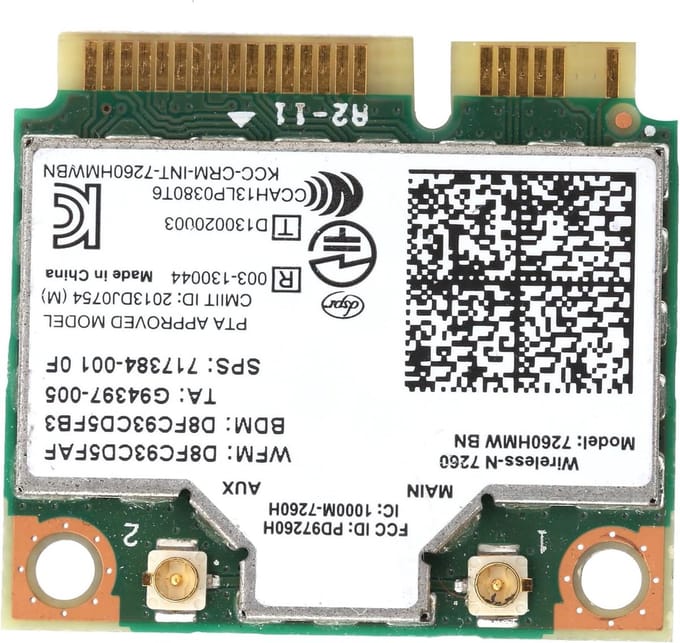 Draadloze Wifi Kaart - Netwerkkaart Bluetooth - Laptop Upgrade - Mini PCI-E Interface - 6 x 4 x 1 cm