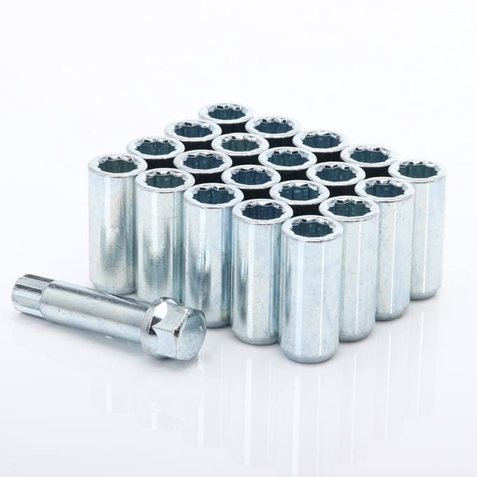 Conische wielmoeren - M14x2,0 - 45mm - Zilver - Set van 20 plus sleutel