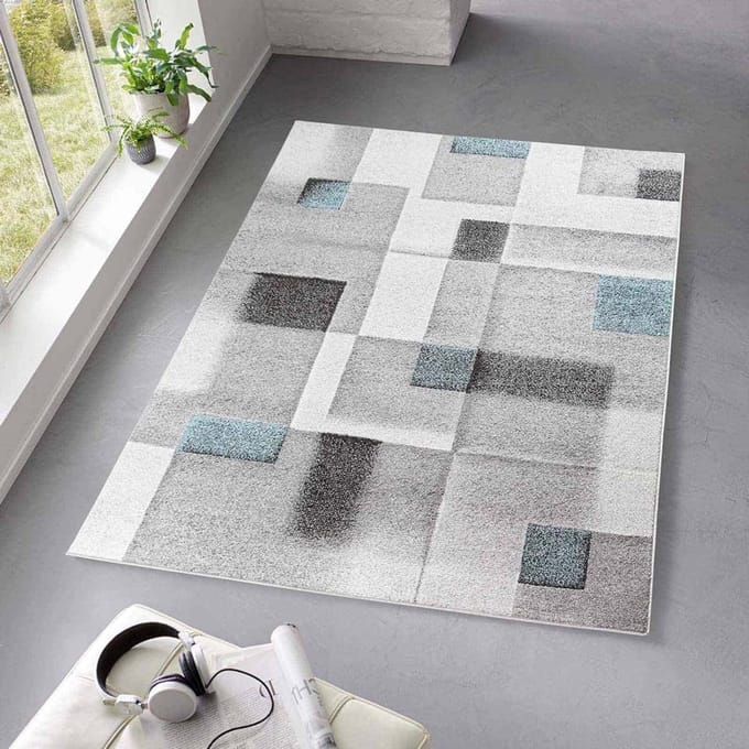 Modern vloerkleed - Cleo grijs/blauw 80x140
