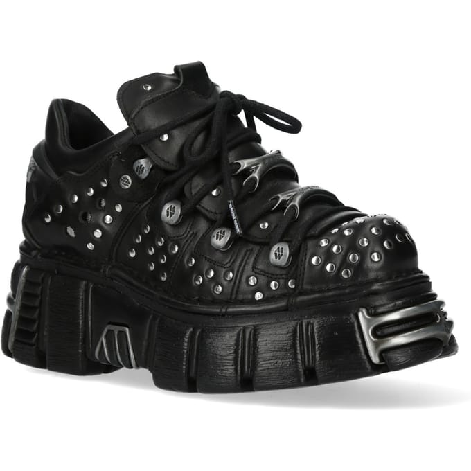 New Rock M-120NR-C1 Zwarte leren Gothic Platform enkellaarsjes