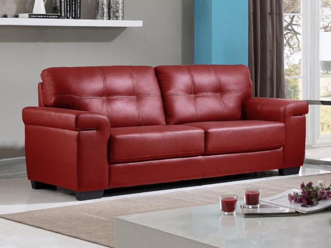 Vente-unique Driezitsbank van leer HAZEL - Rood