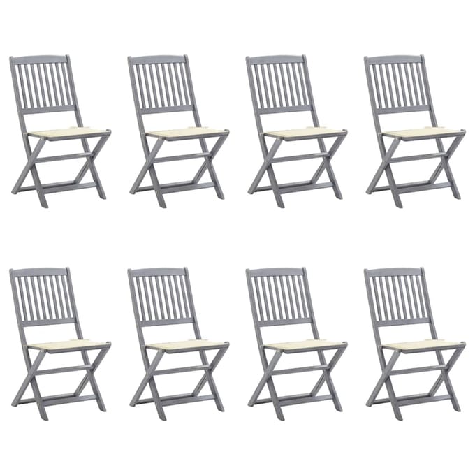 vidaXL - Inklapbare - stoelen - 8 - st - met - kussens - massief - acaciahout