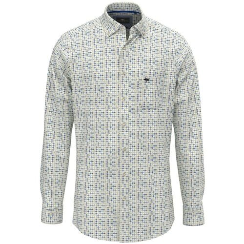 Fynch-Hatton Overhemd Allover Dot Pattern Button-Down Turf Green / male