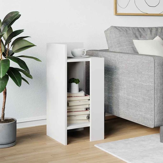 vidaXL - Bijzettafeltje - met - plank - 25,5x27x60 - cm - wit