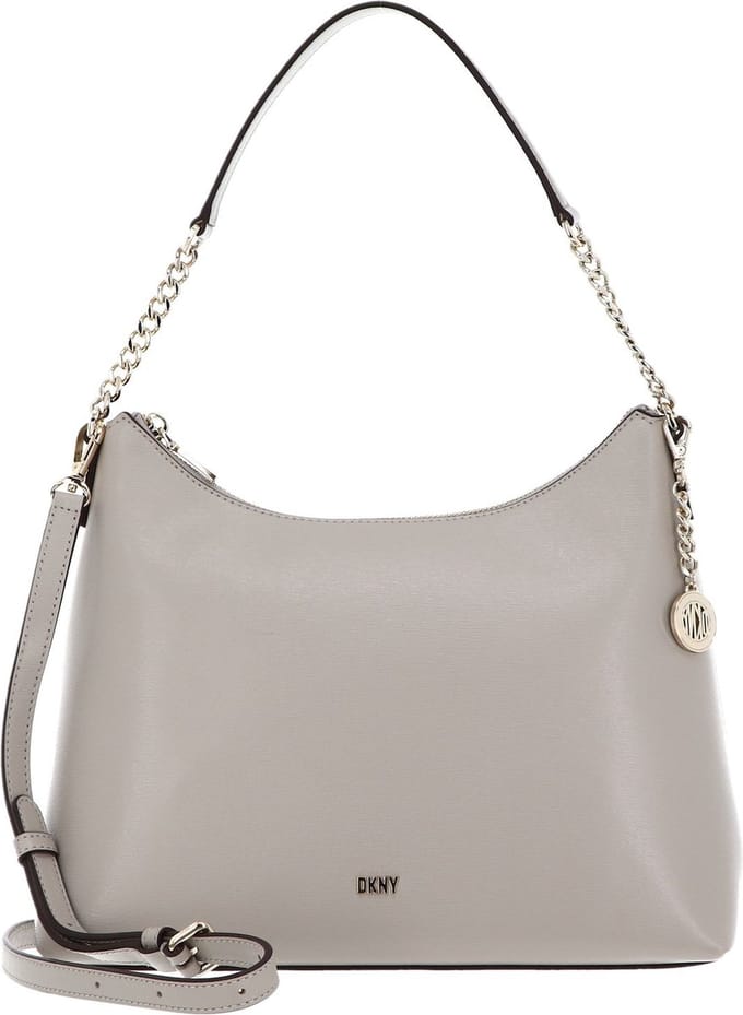 DKNY Leren Schoudertas Handtas Bryant Conv Hobo Bag Stone Beige