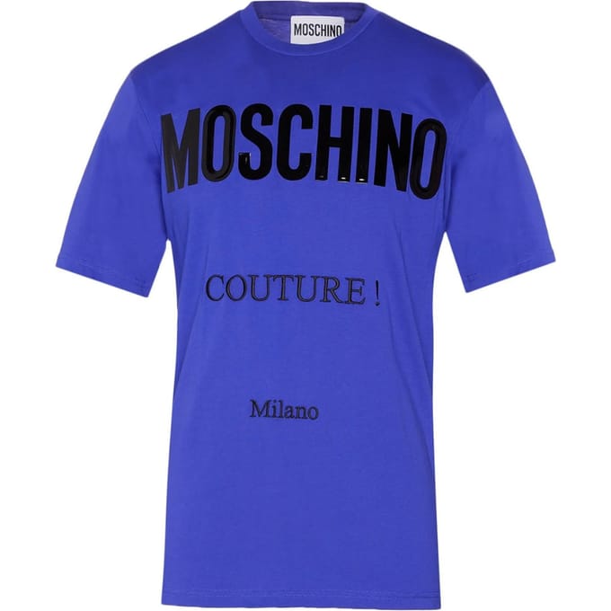 Moschino Couture Gloss Logo Blauw T-shirt