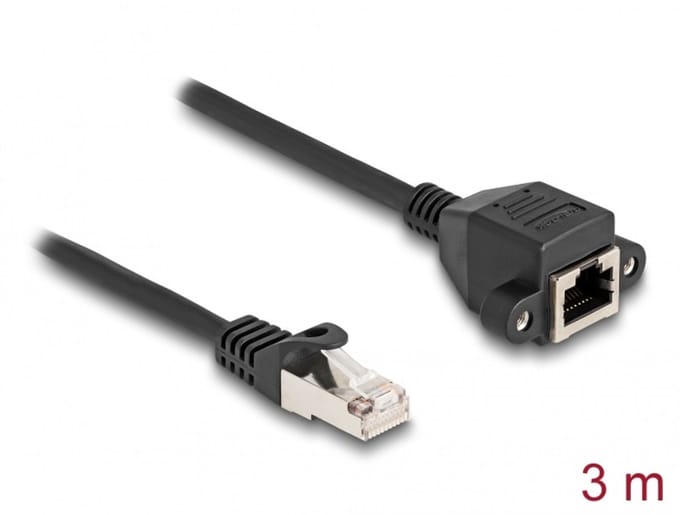 Delock 80195 RJ50 Netwerkkabel, patchkabel Kabel S/FTP 3.00 m Zwart Afgeschermd 1 stuk(s)