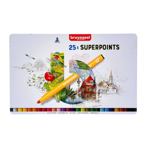 Viltstift Bruynzeel Creatives Superpoints assorti blik à 25 stuks
