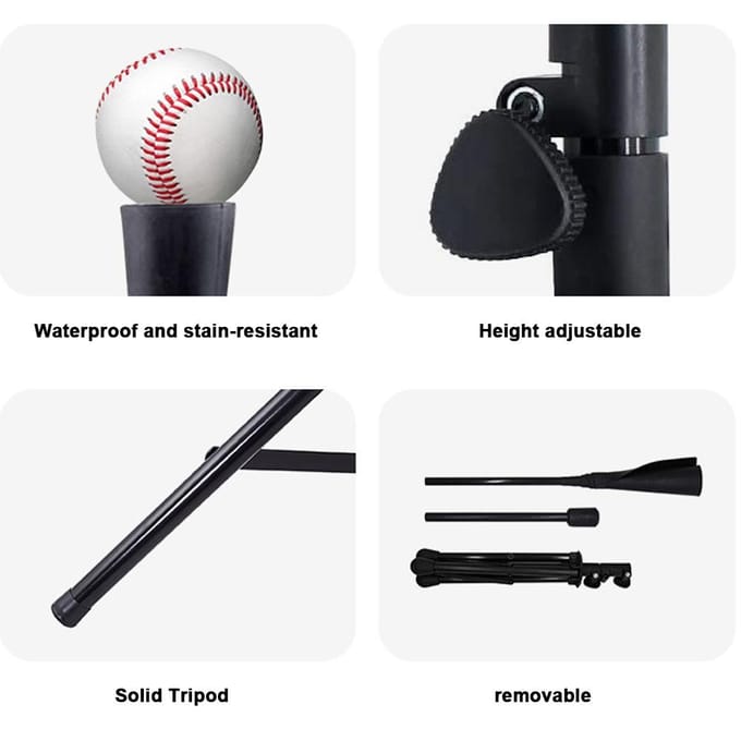 Honkbal Slag Tee Draagbaar Softbal Slag Statief Standaard Basis Tee Ondersteuning Hoogteverstelling met zwart