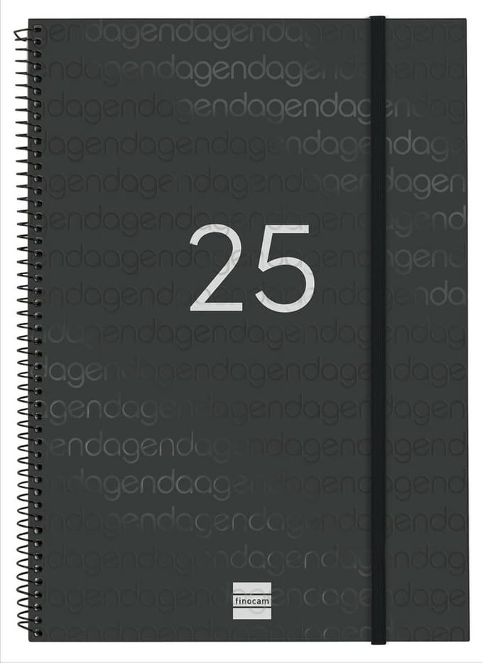 Weekplanner 2025 Spiralbinding Weekoverzicht Liggend Formaat 12 Maanden Zwart