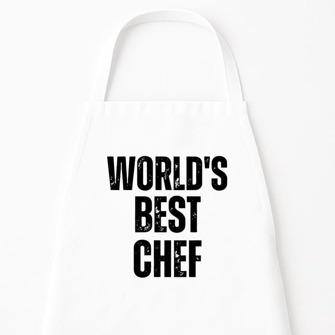 Go Mama - Keukenschort “Her Kitchen, My Grill” – Koppel kookschort – One Size – Verstelbaar – Wit – Humor cadeau voor stellen
