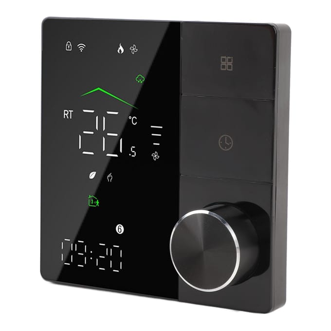 Elektrische Verwarming Huis Programmeerbare Thermostaat Spraak- en APP-bediening Touchscreen WiFi Smart black