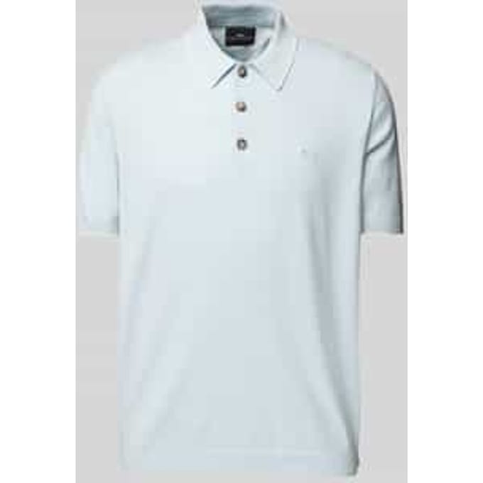 Fynch-Hatton Polo Cotton Linnen Uni Color Subtle Contrast Summer Breeze / male