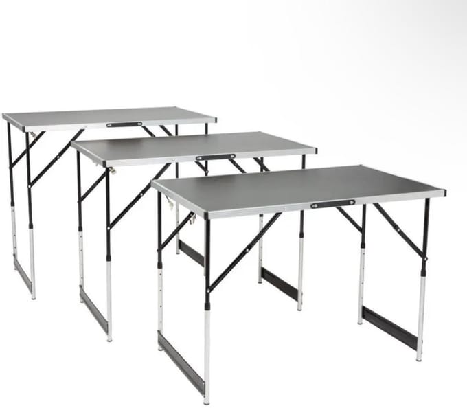 Multifunctionele tafelset – 3-delig | Verstelbaar in 4 hoogtes (100 x 60 x 70/80/87/94 cm)