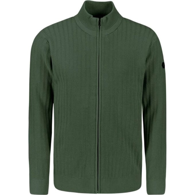 No Excess Cardigan full zip relief dark green