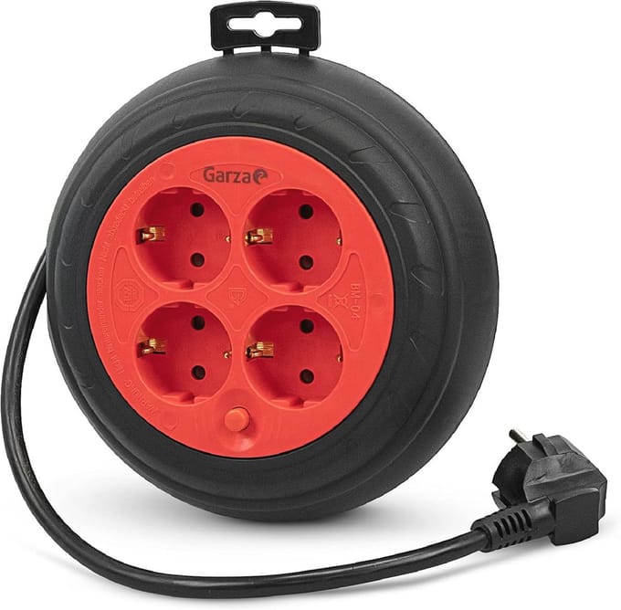 Kabelhaspel met 4 Uitgangen - Compact en Waterbestendig, 3 Meter