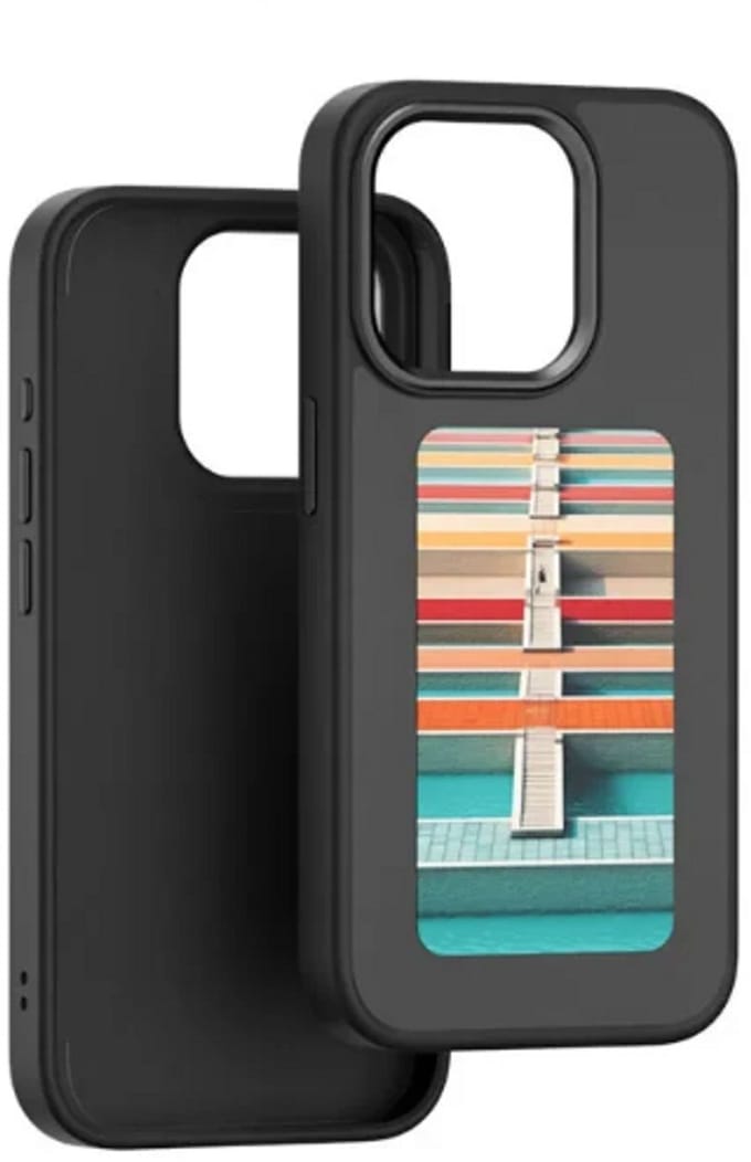 DrPhone InkScreen - iPhone 15 Pro Max Case met Aanpasbare Scherm (APP)- E-Ink DIY Foto Hoes - Bescherming
