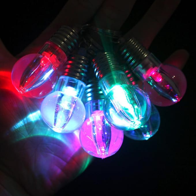 Mode coloré changeant lampe de poche LED Mini ampoule lumineuse lampe porte-clés jouets créatifs cadeau 5Pcs blue