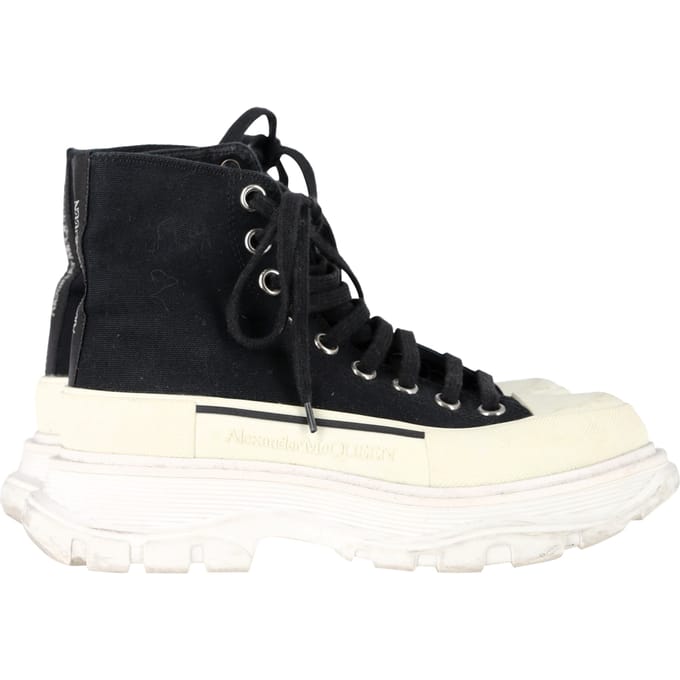 Alexander Mcqueen Tread Slick Hoge Sneakers in Zwart Canvas