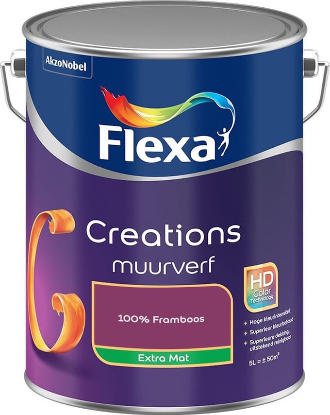 Flexa - Creations Muurverf Extra Mat - 100% Framboos - Mengverf - 5 L
